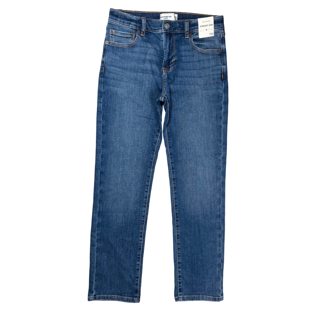 New Abercrombie Kids Straight Jean 13/14 Blue Medium Wash Adjustable Waist NWT